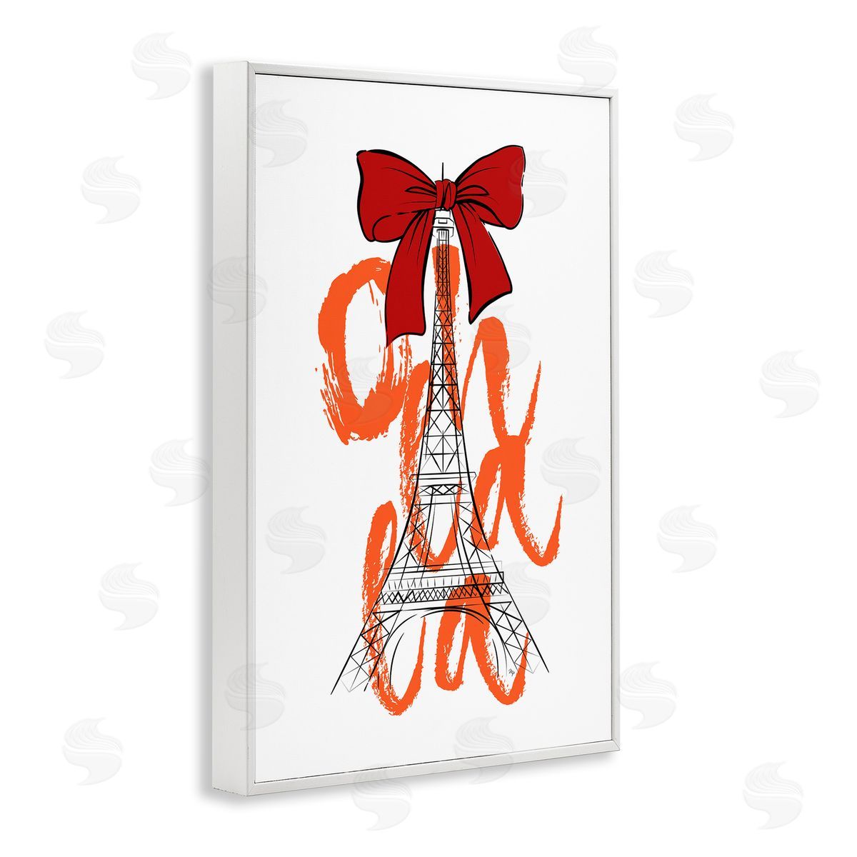 Martina Pavlova Oh La La Eiffel Tower White Framed Giclee Wall Art Print