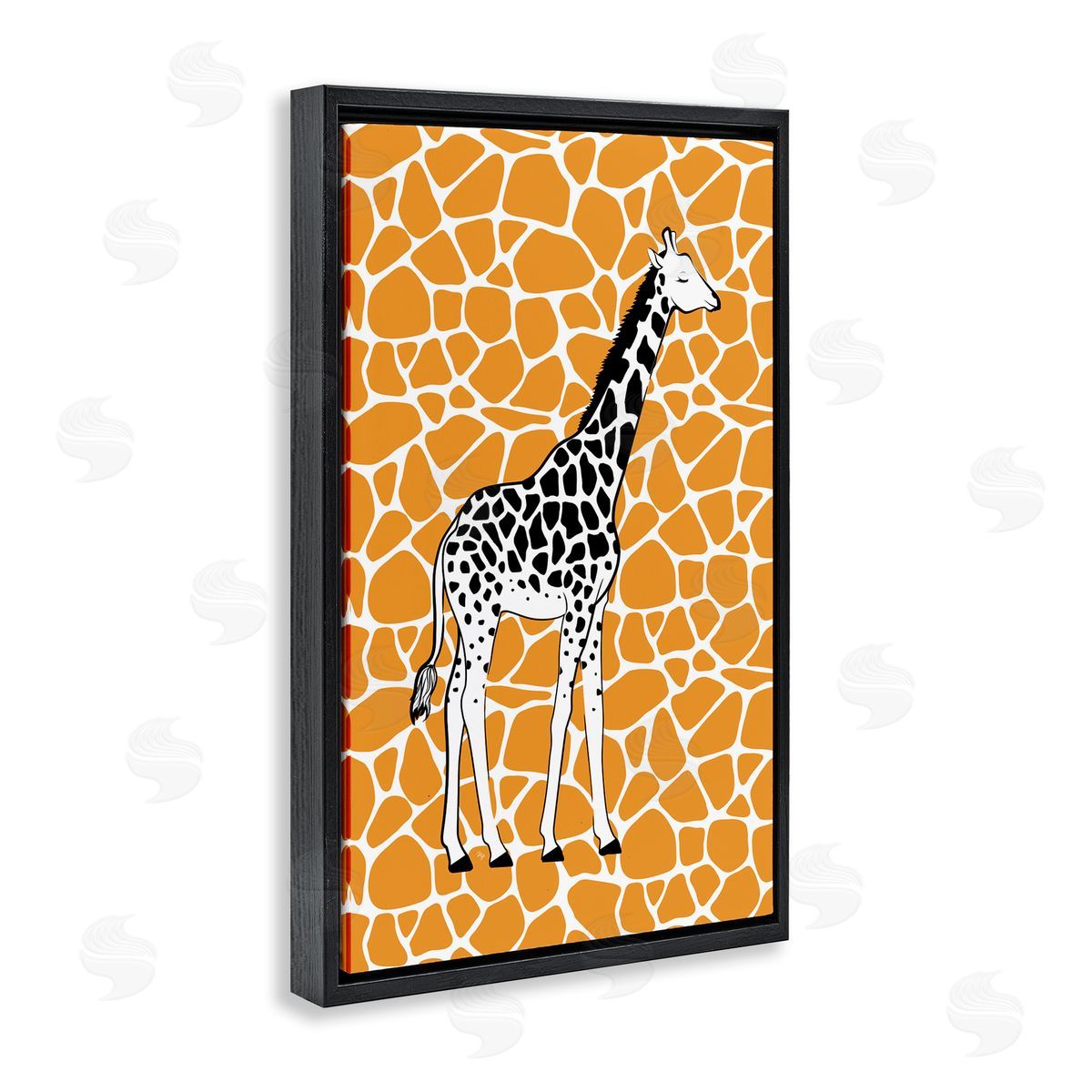 Martina Pavlova Giraffe Spots Pattern Black Floating Frame Canvas Wall Art Print