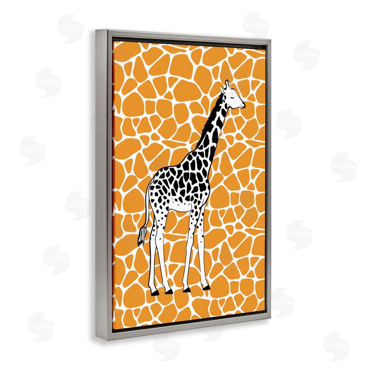 Martina Pavlova Giraffe Spots Pattern Gray Floating Frame Canvas Wall Art Print