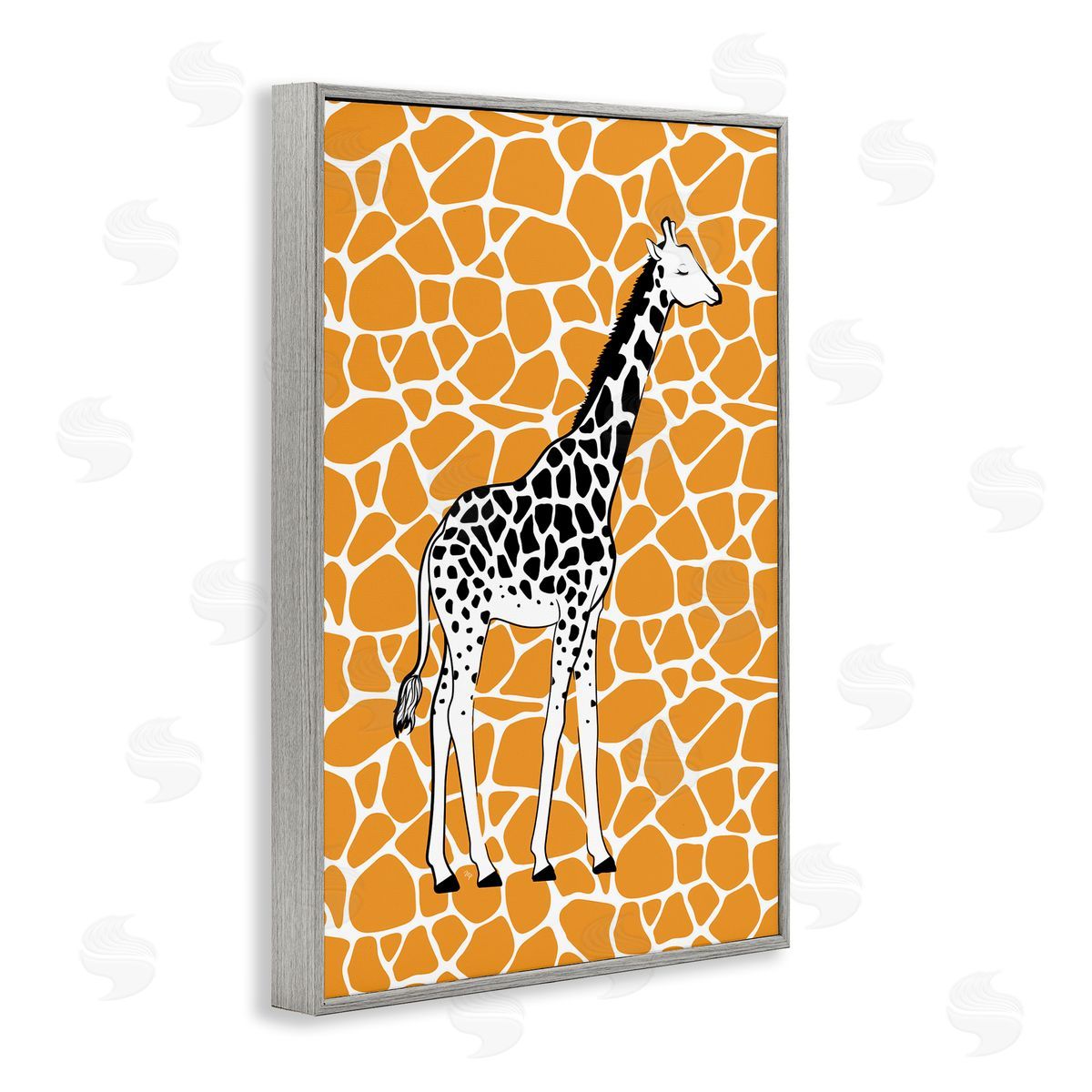 Martina Pavlova Giraffe Spots Pattern Gray Framed Giclee Wall Art Print