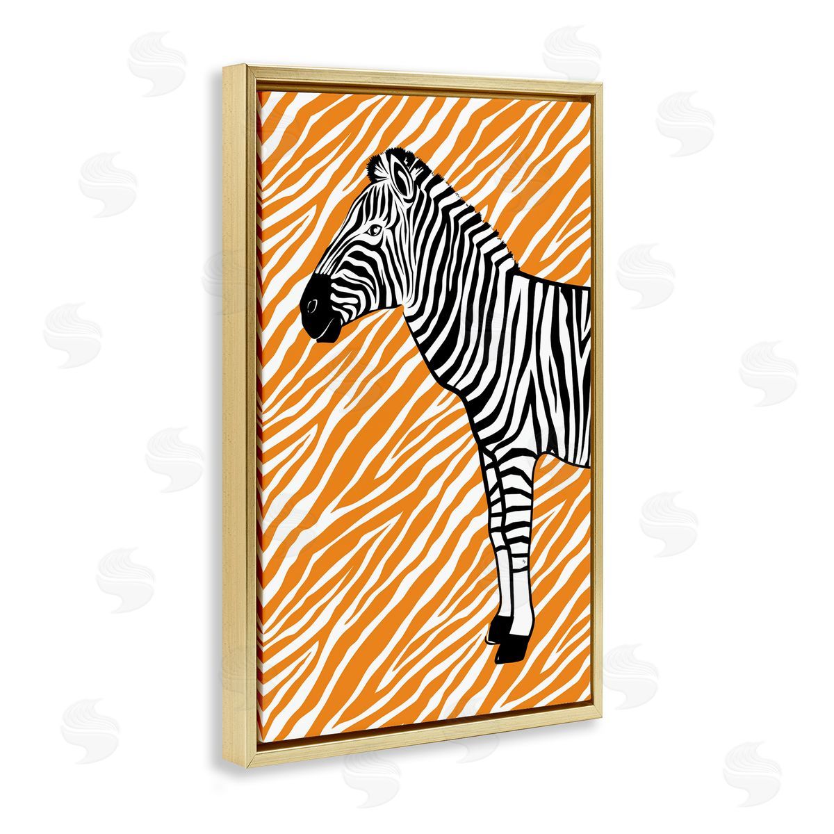 Martina Pavlova Zebra Stripes Pattern Gold Floating Frame Canvas Wall Art Print