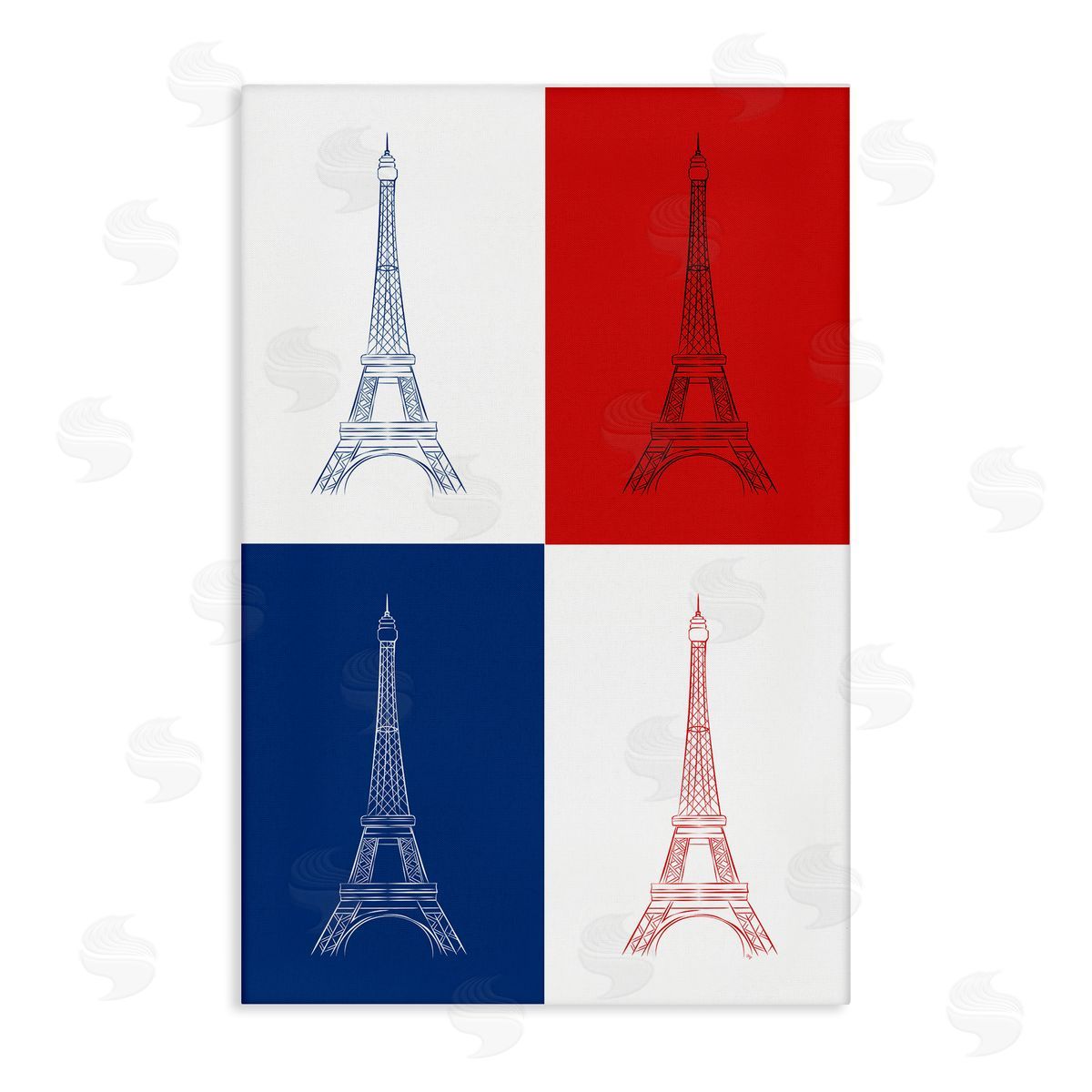 Martina Pavlova France Flag Eiffel Tower Canvas Wall Art Print
