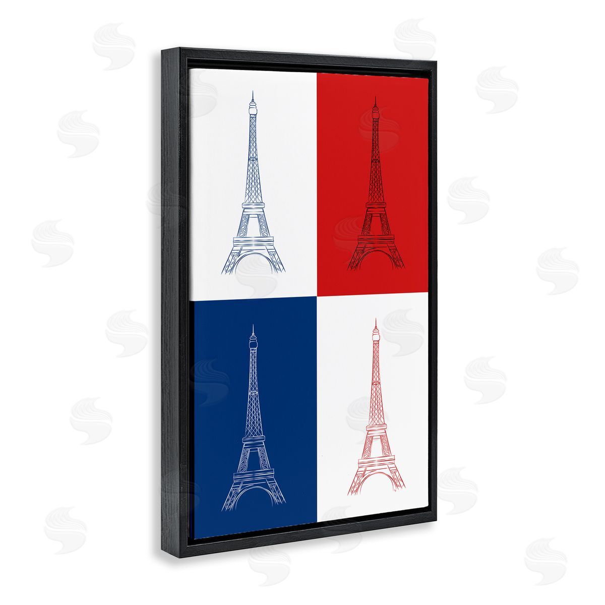 Martina Pavlova France Flag Eiffel Tower Black Floating Frame Canvas Wall Art Print