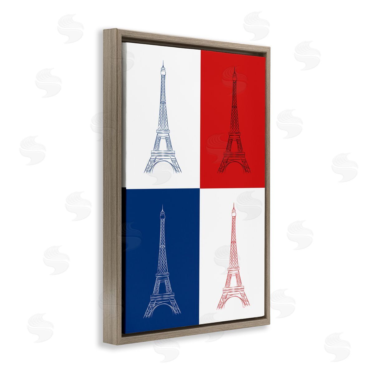 Martina Pavlova France Flag Eiffel Tower Brown Floating Frame Canvas Wall Art Print