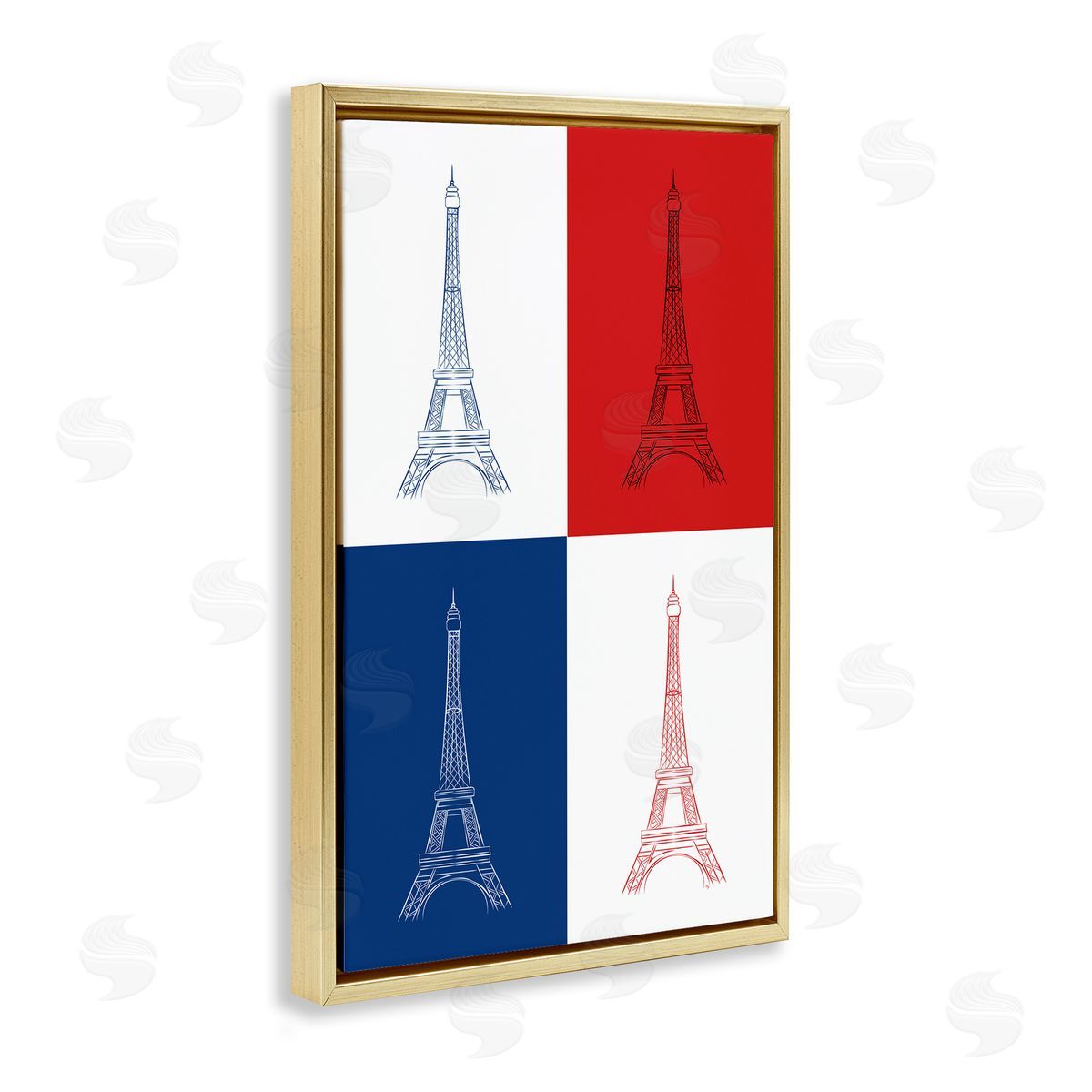 Martina Pavlova France Flag Eiffel Tower Gold Floating Frame Canvas Wall Art Print