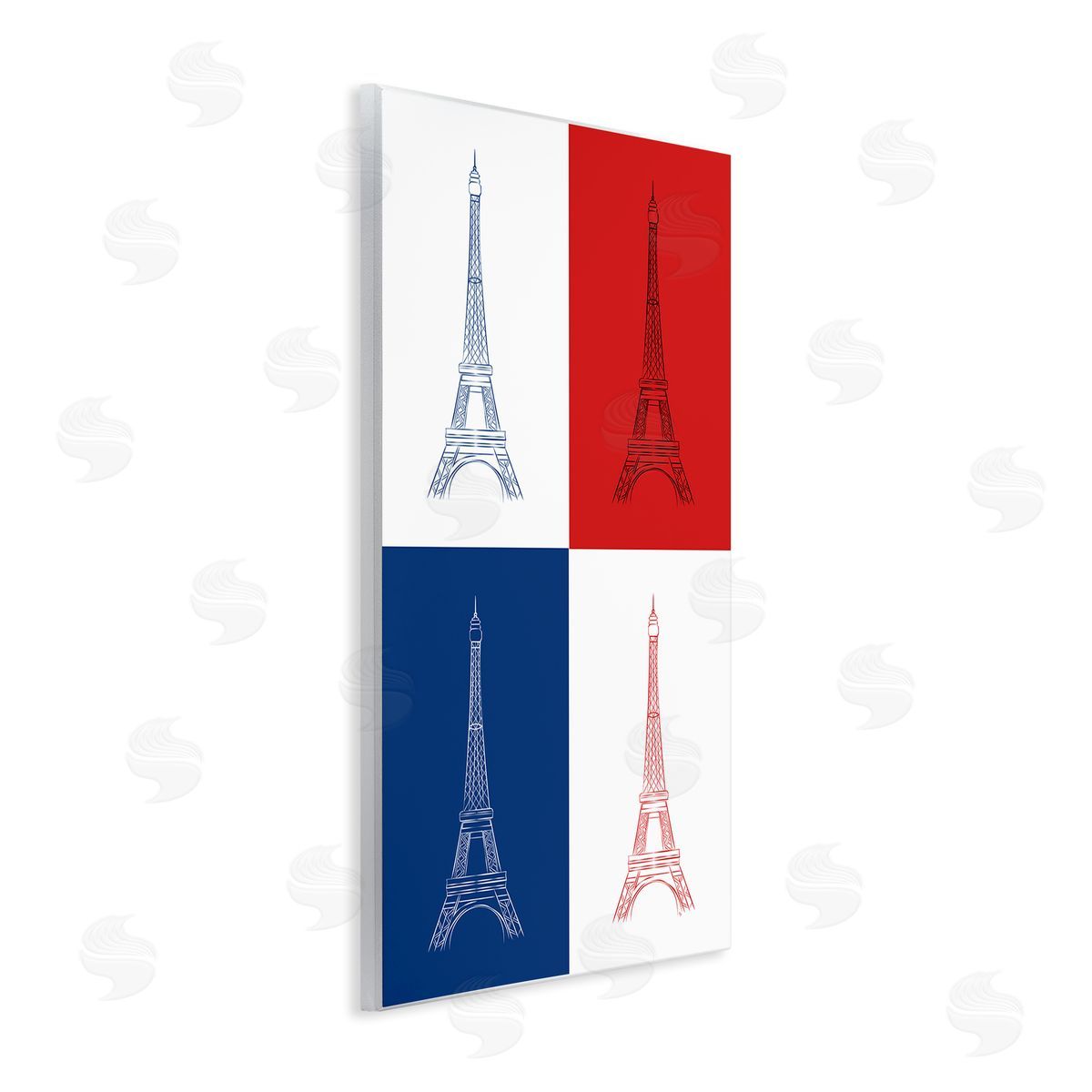 Martina Pavlova France Flag Eiffel Tower Wooden Wall Plaque Art Print