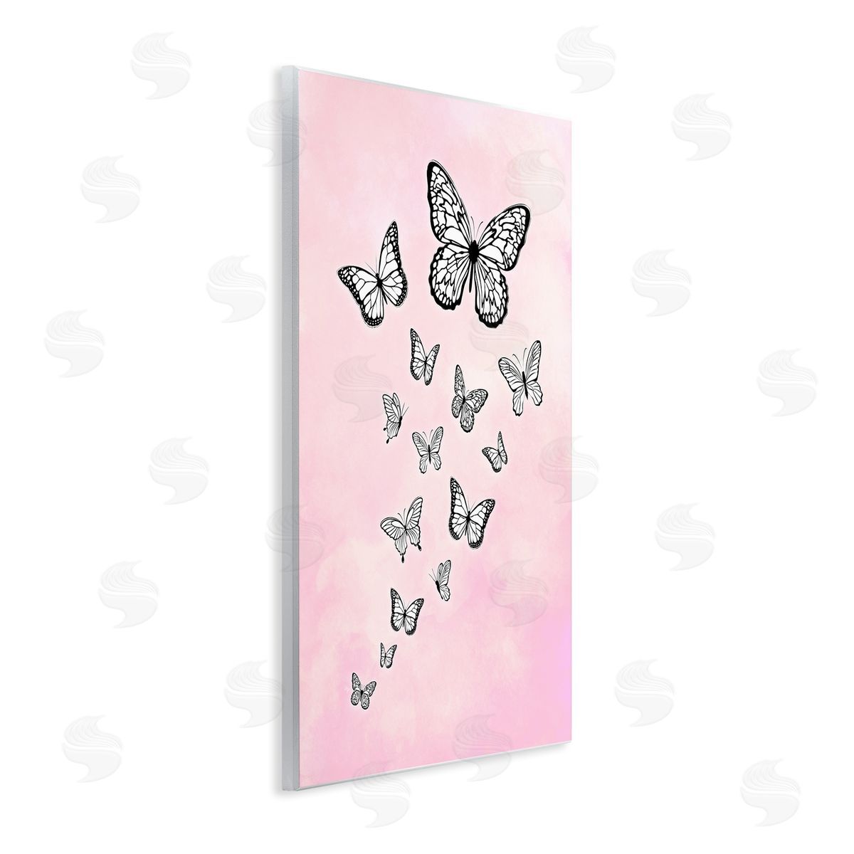 Martina Pavlova Pink Fluttering Butterflies Wooden Wall Plaque Art Print