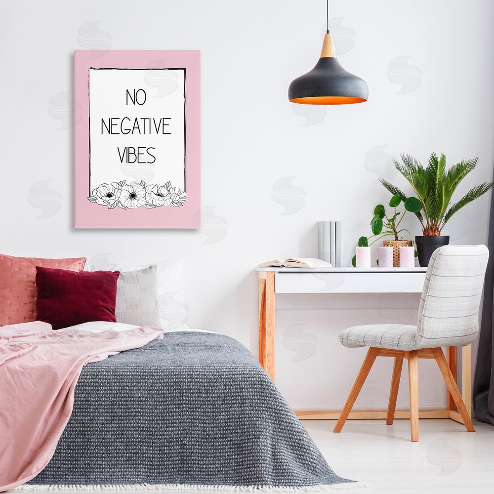 Martina Pavlova No Negative Vibes on Pink Canvas Wall Art Print in Room