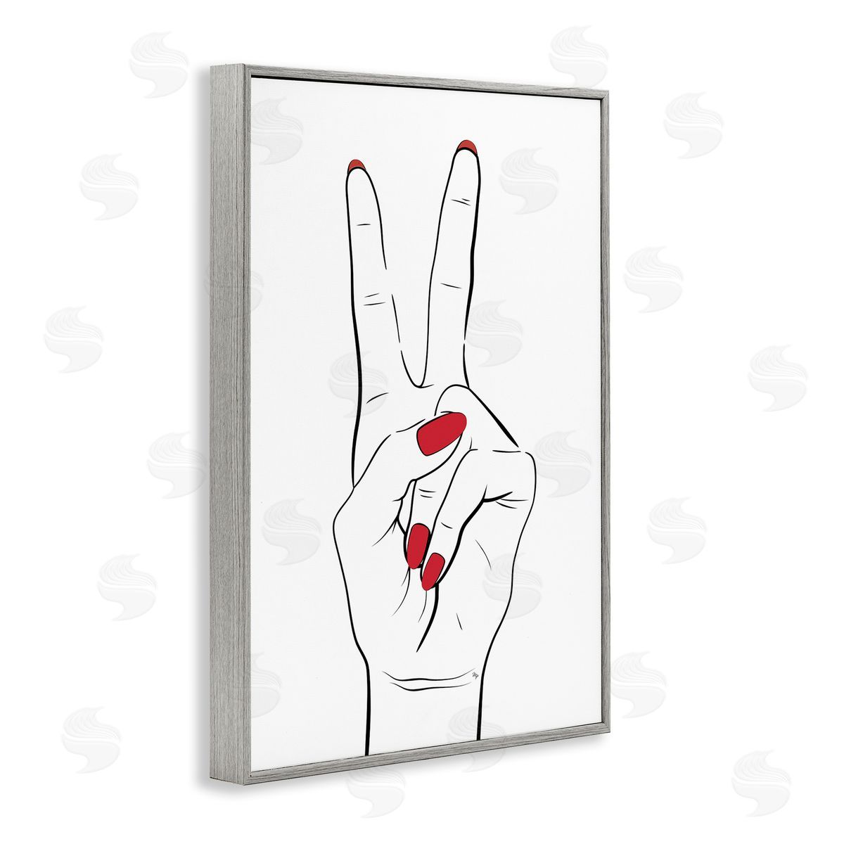 Martina Pavlova Victory Peace Sign Hand Gray Framed Giclee Wall Art Print
