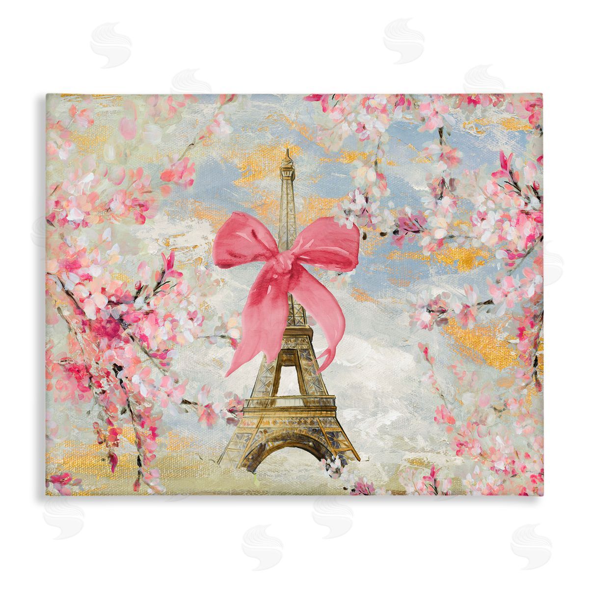 Lanie Loreth Eiffel Tower on Cherry Blossoms Canvas Wall Art Print