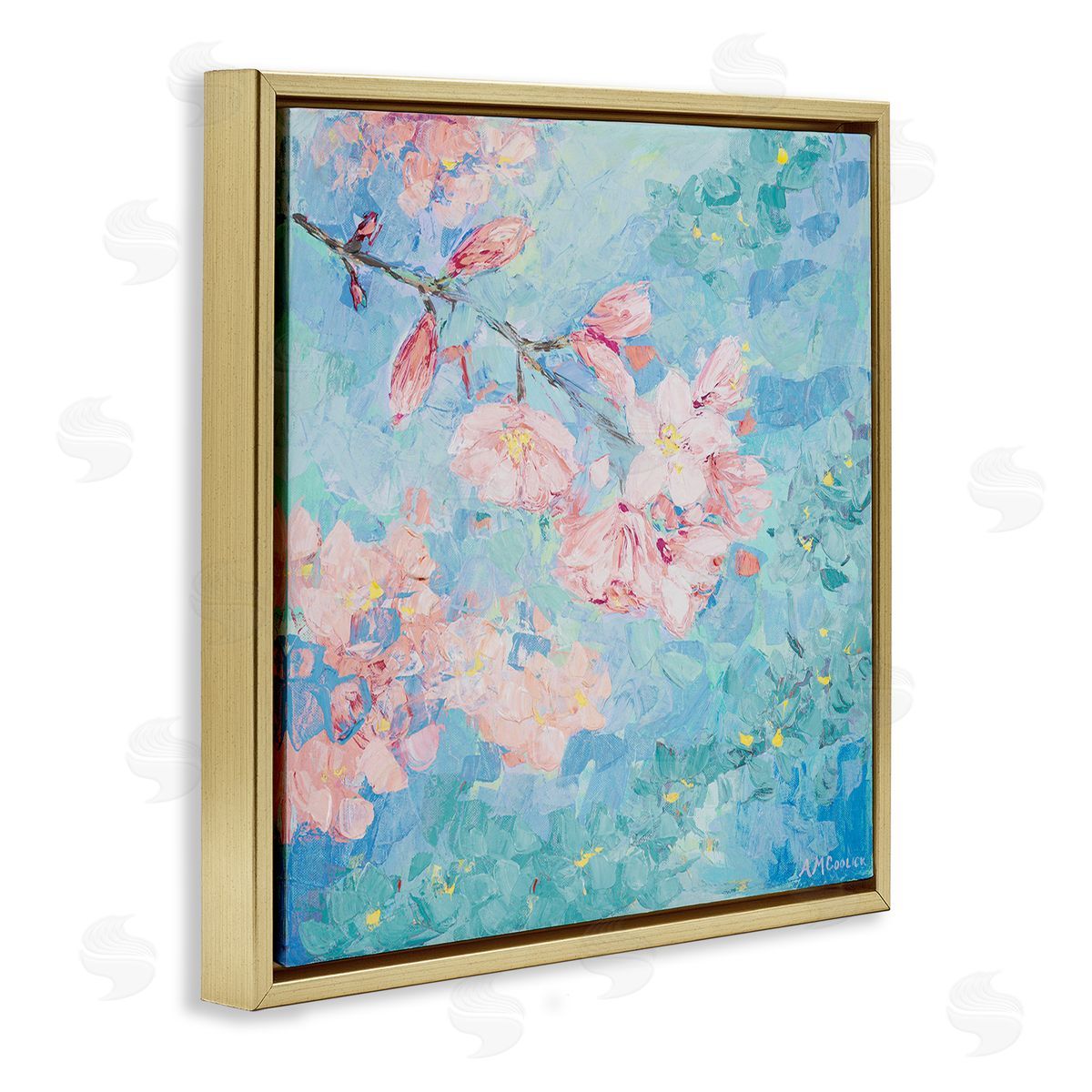 Ann Marie Coolick Yoshino Cherry Blossom Gold Floating Frame Canvas Wall Art Print