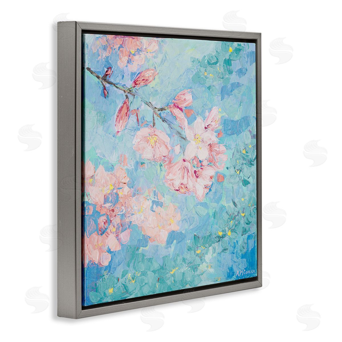 Ann Marie Coolick Yoshino Cherry Blossom Gray Floating Frame Canvas Wall Art Print