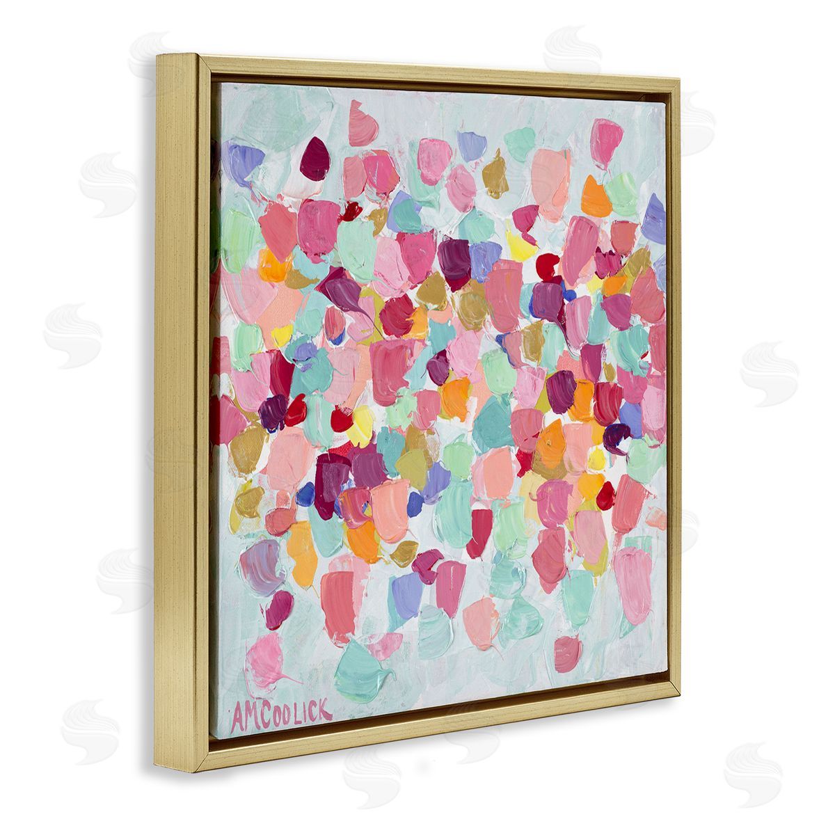 Ann Marie Coolick Pastel Hue Splotches Gold Floating Frame Canvas Wall Art Print