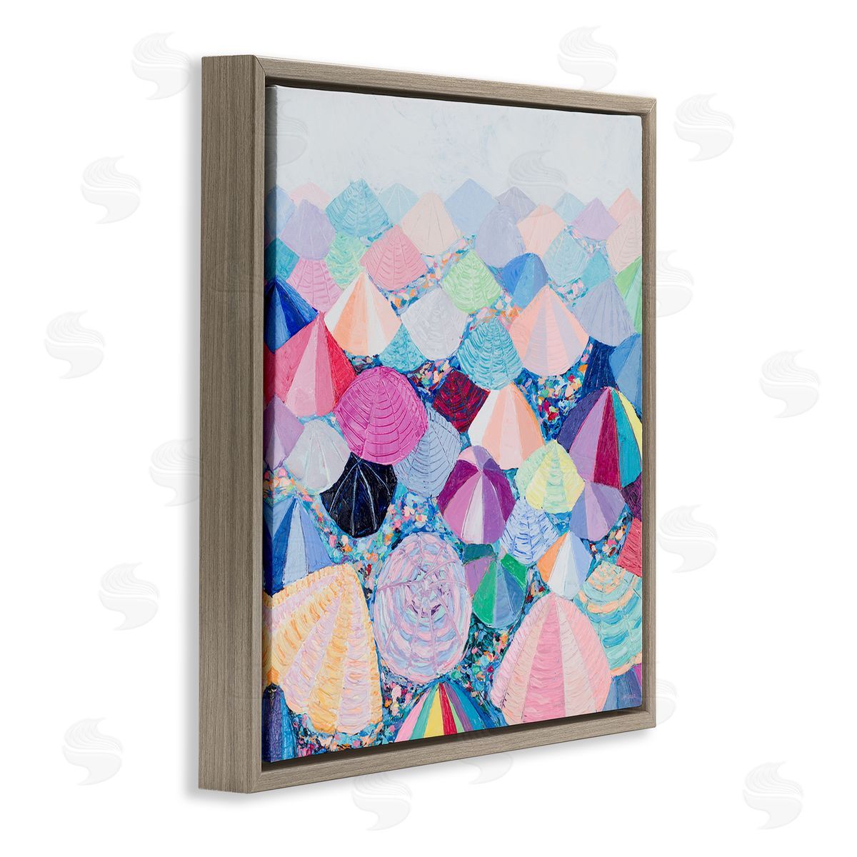 Ann Marie Coolick Pastel Umbrella Nation Brown Floating Frame Canvas Wall Art Print