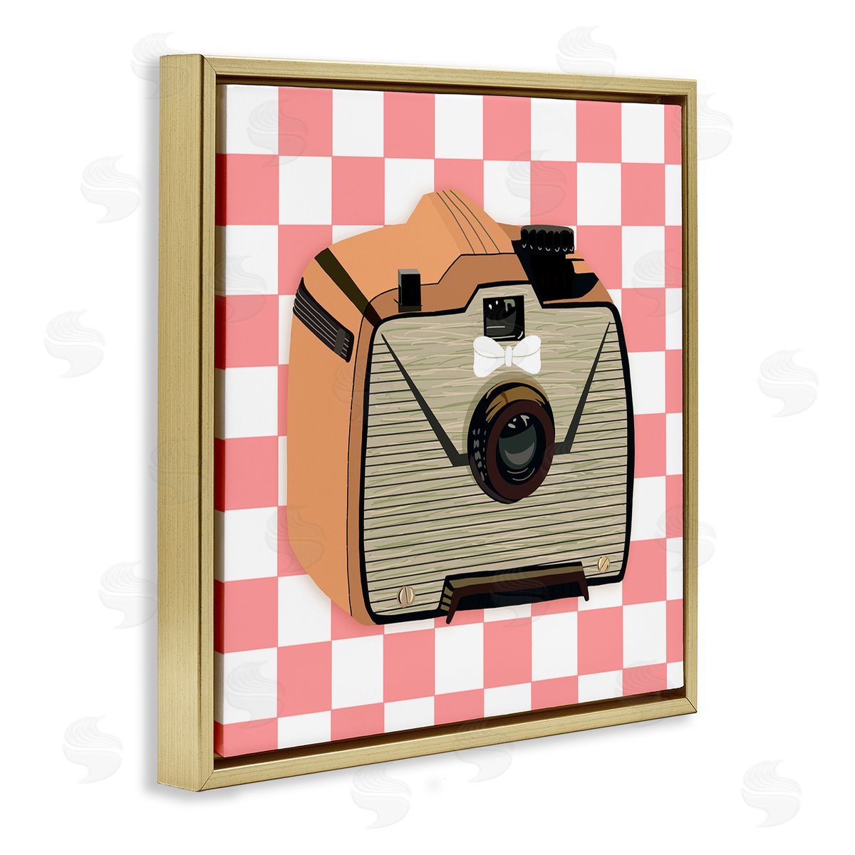 Jen Bucheli Take The Shot Retro Camera Gold Floating Frame Canvas Wall Art Print