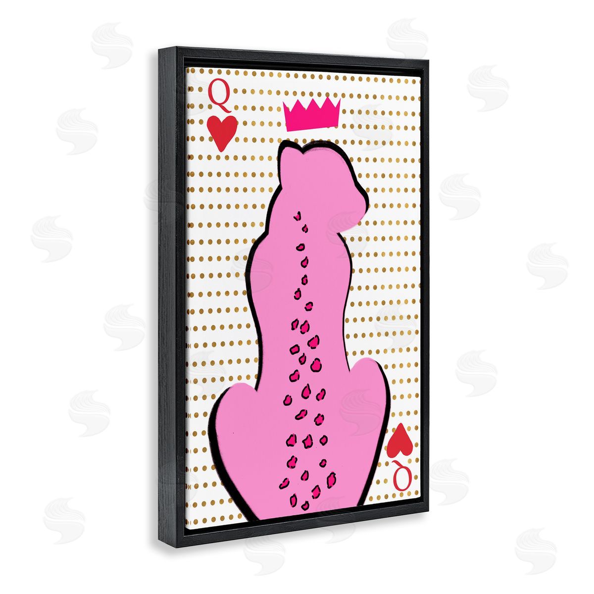Anna Quach Queen of Hearts Leopard Black Floating Frame Canvas Wall Art Print