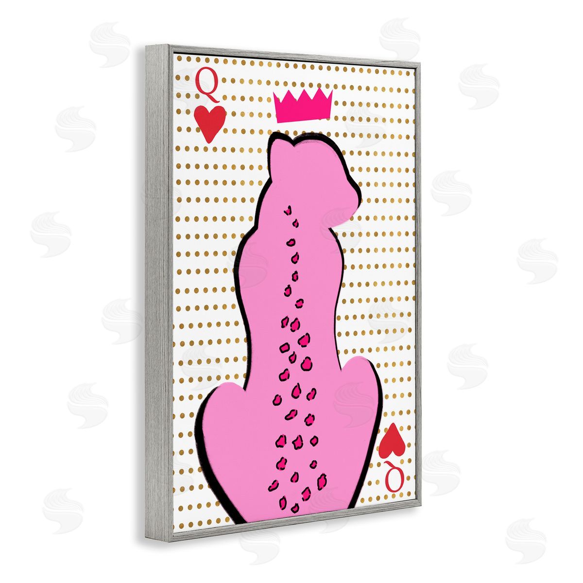 Anna Quach Queen of Hearts Leopard Gray Framed Giclee Wall Art Print