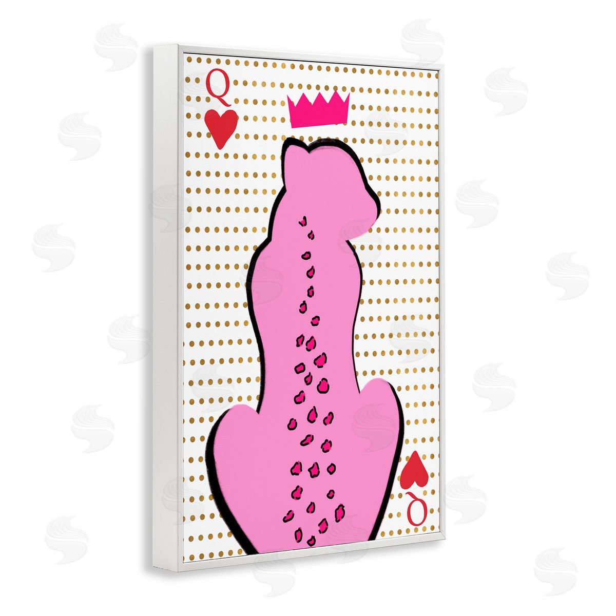 Anna Quach Queen of Hearts Leopard White Framed Giclee Wall Art Print