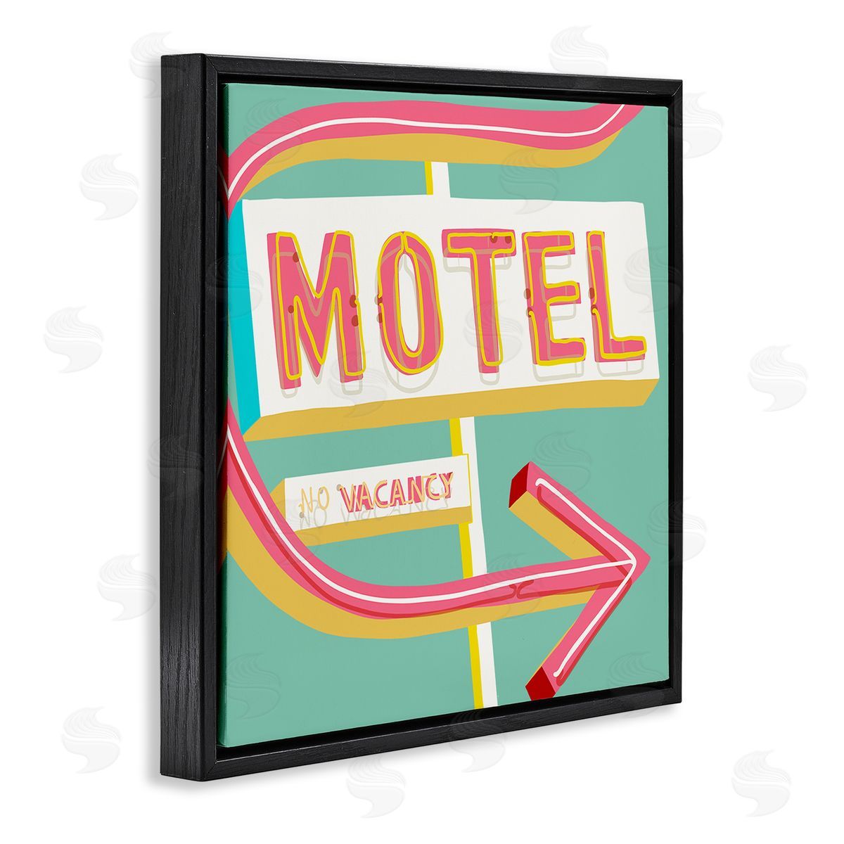 Jen Bucheli Retro Motel Vacancy Black Floating Frame Canvas Wall Art Print