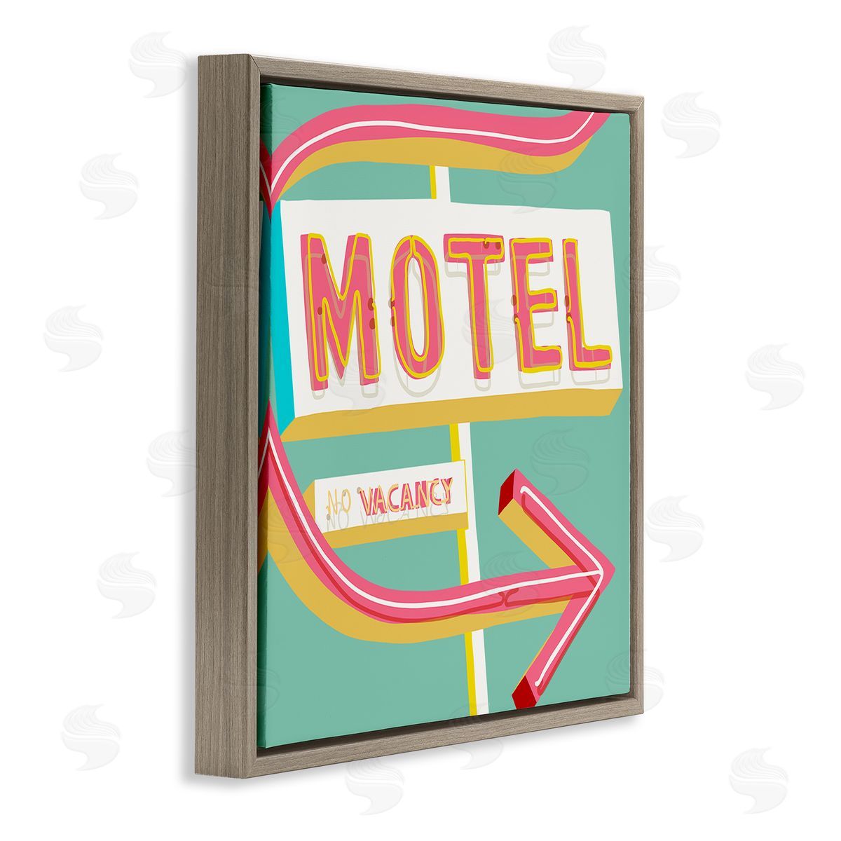 Jen Bucheli Retro Motel Vacancy Brown Floating Frame Canvas Wall Art Print