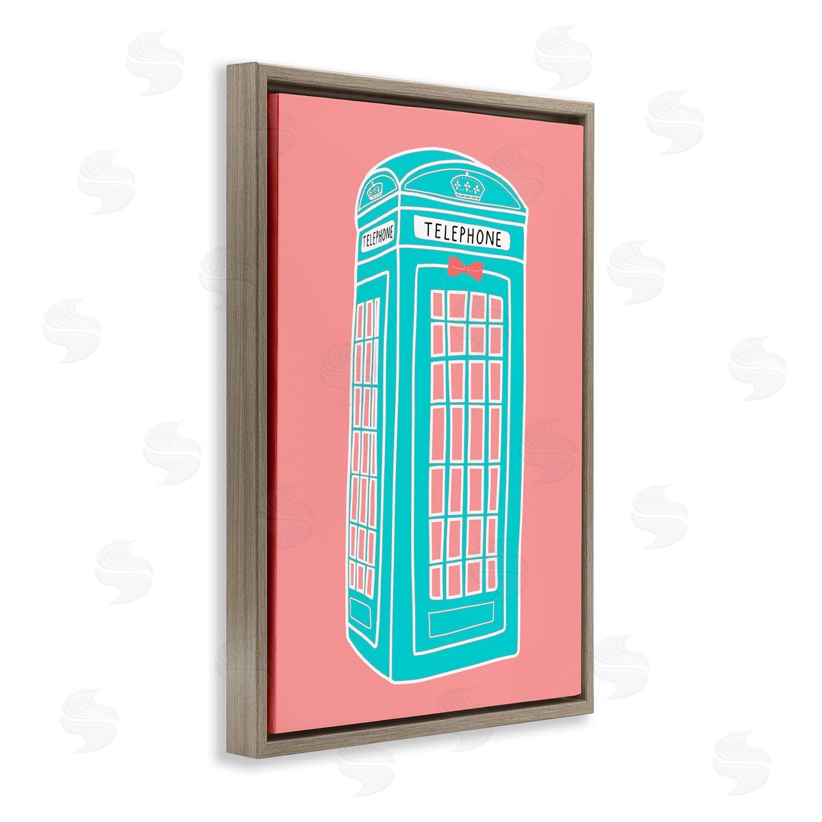 Jen Bucheli Pastel Telephone Booth Brown Floating Frame Canvas Wall Art Print
