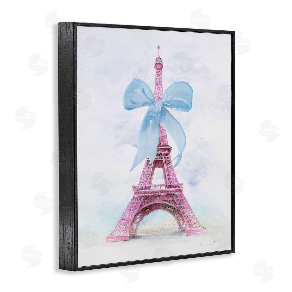 Pretty Bow Eiffel Tower Black Frame Print Wall Art, Home Decor by Lanie Loreth