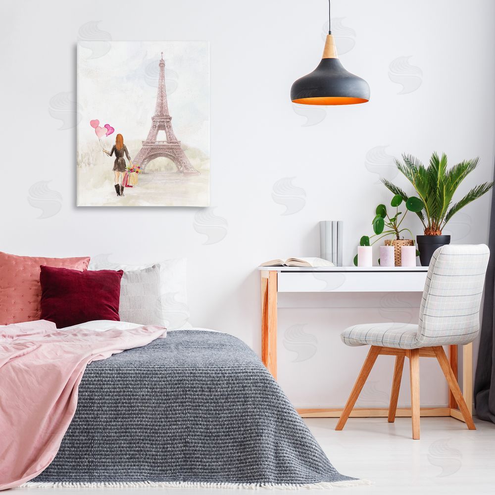 Lanie Loreth Eiffel Tower & Heart Balloons Canvas Wall Art Print in Room