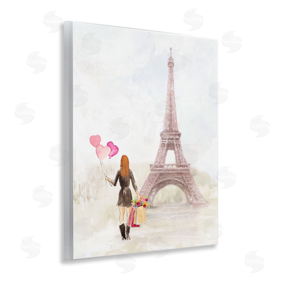 Lanie Loreth Eiffel Tower & Heart Balloons Wooden Wall Plaque Art Print