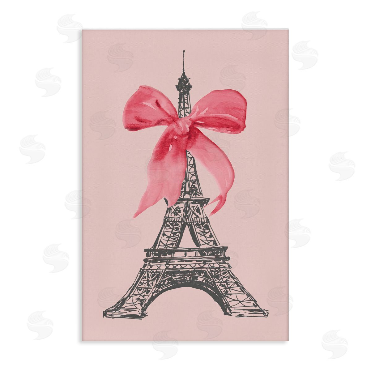Lanie Loreth Pink Bow on Eiffel Tower Canvas Wall Art Print
