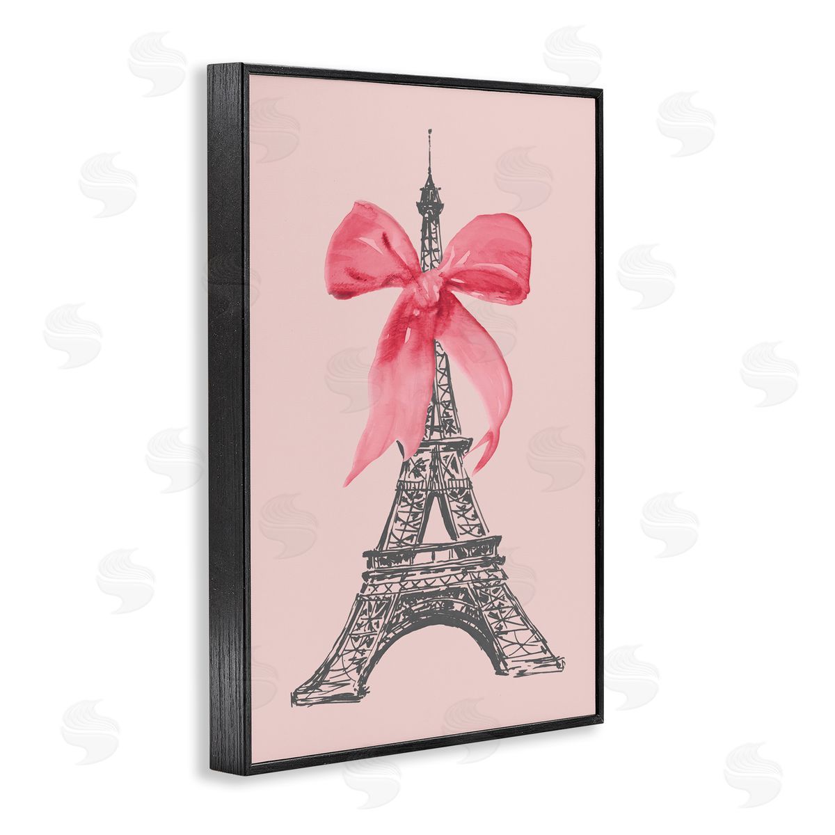 Lanie Loreth Pink Bow on Eiffel Tower Black Framed Giclee Wall Art Print