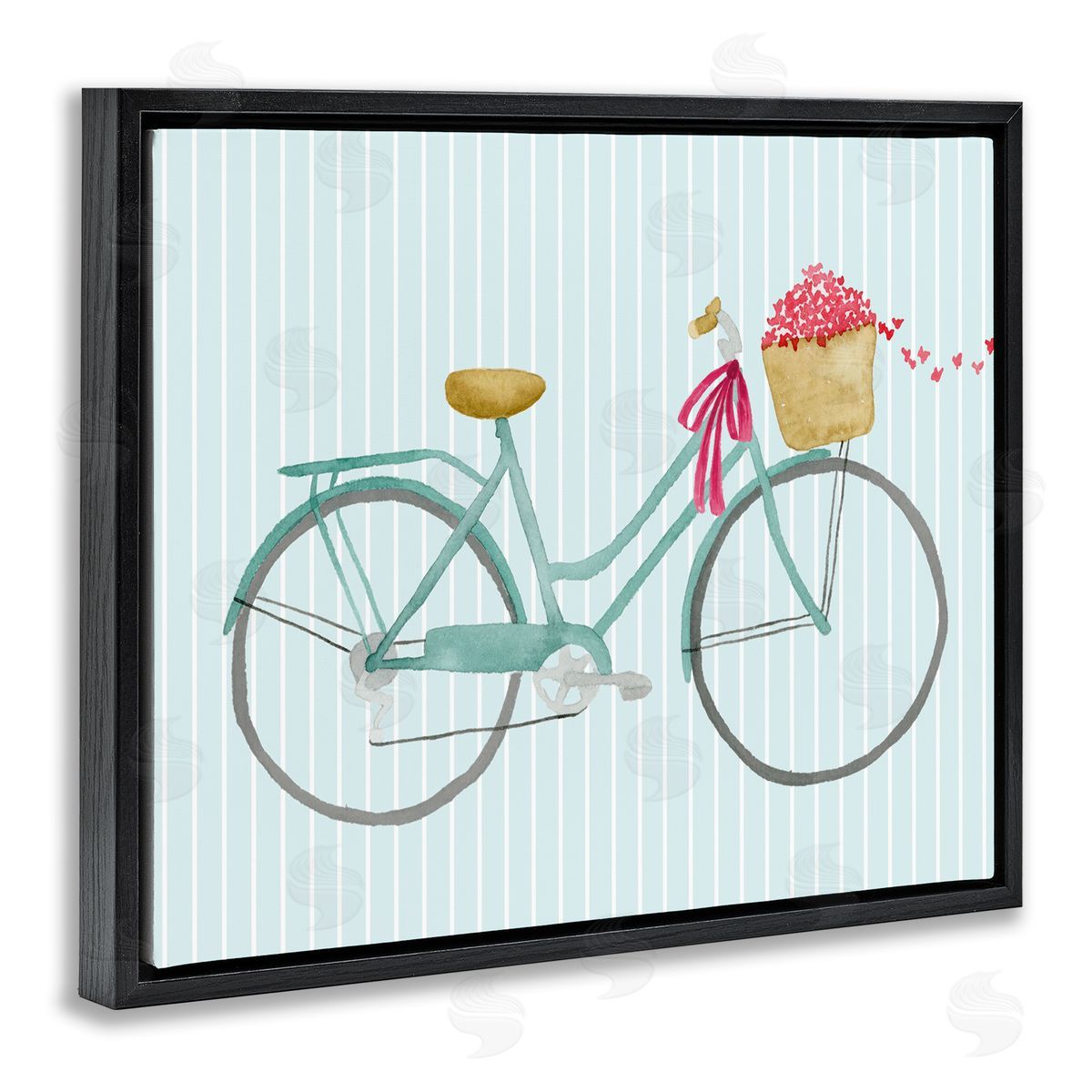Lucille Price Cycle Through Love on Stripes Black Floating Frame Canvas Wall Art Print