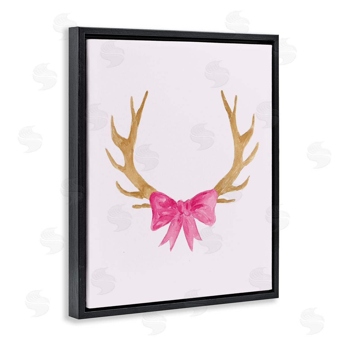 Lucille Price Bow On Deer Antlers Black Floating Frame Canvas Wall Art Print