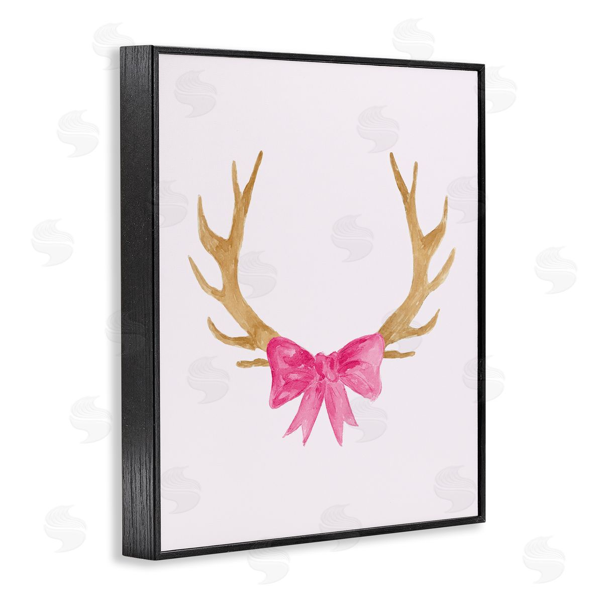 Lucille Price Bow On Deer Antlers Black Framed Giclee Wall Art Print