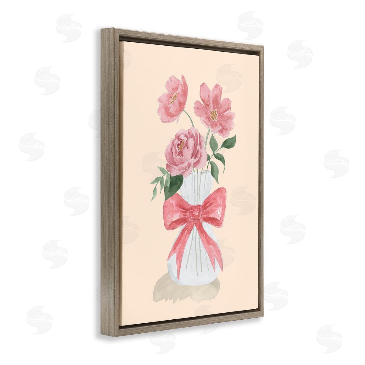 Lucille Price Chic Vase Of Pink Brown Floating Frame Canvas Wall Art Print