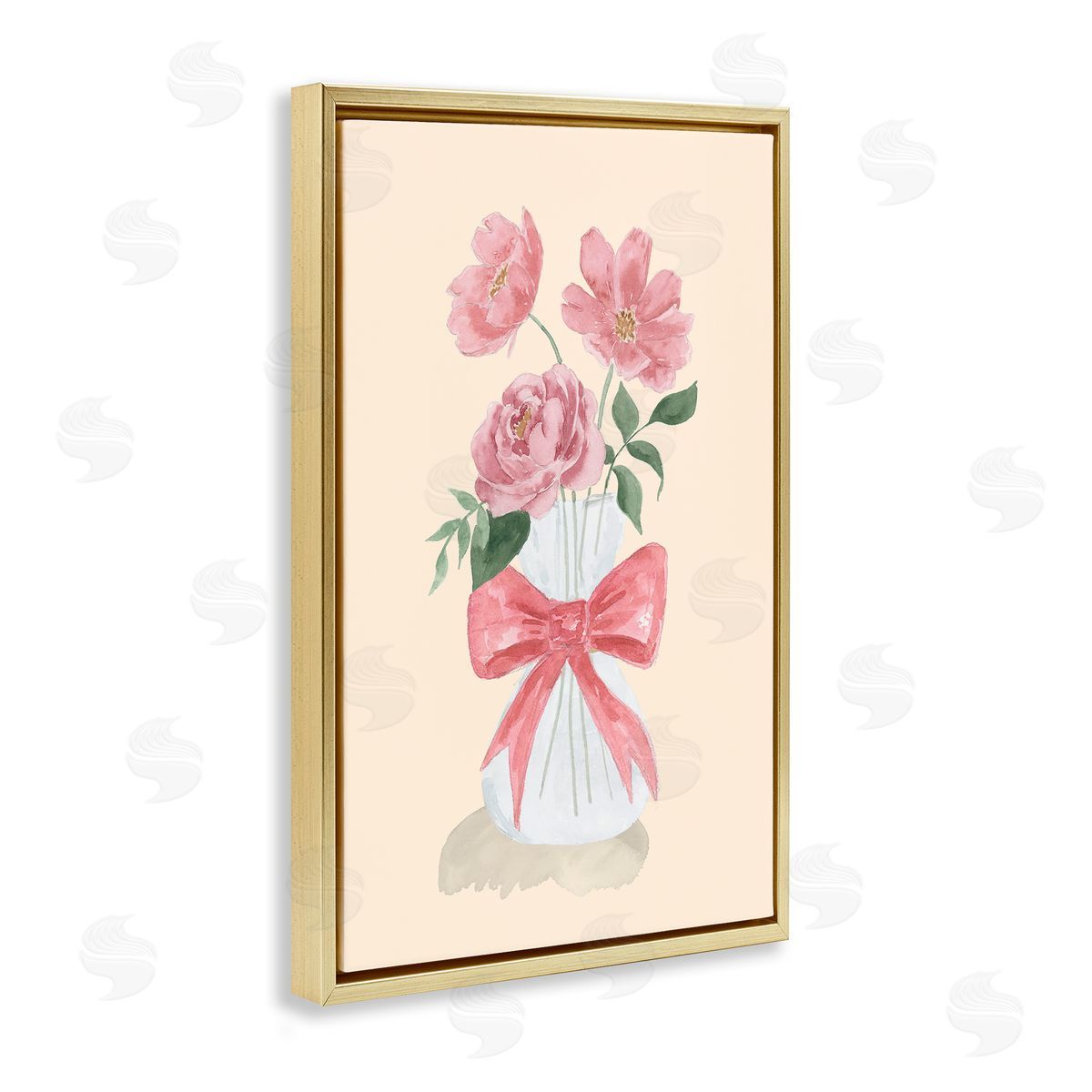 Lucille Price Chic Vase Of Pink Gold Floating Frame Canvas Wall Art Print