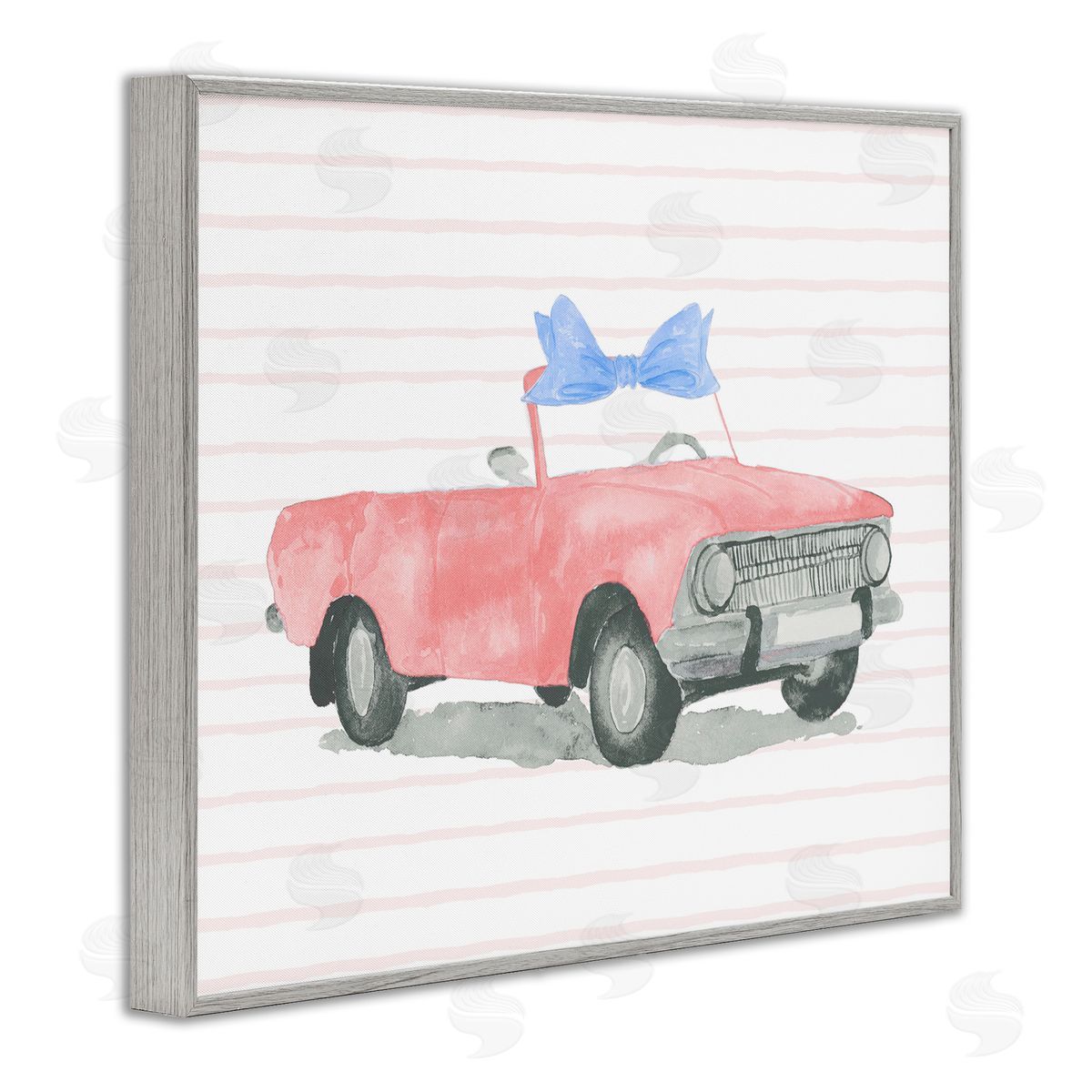Lucille Price Blue Bow on Antique Car Gray Framed Giclee Wall Art Print