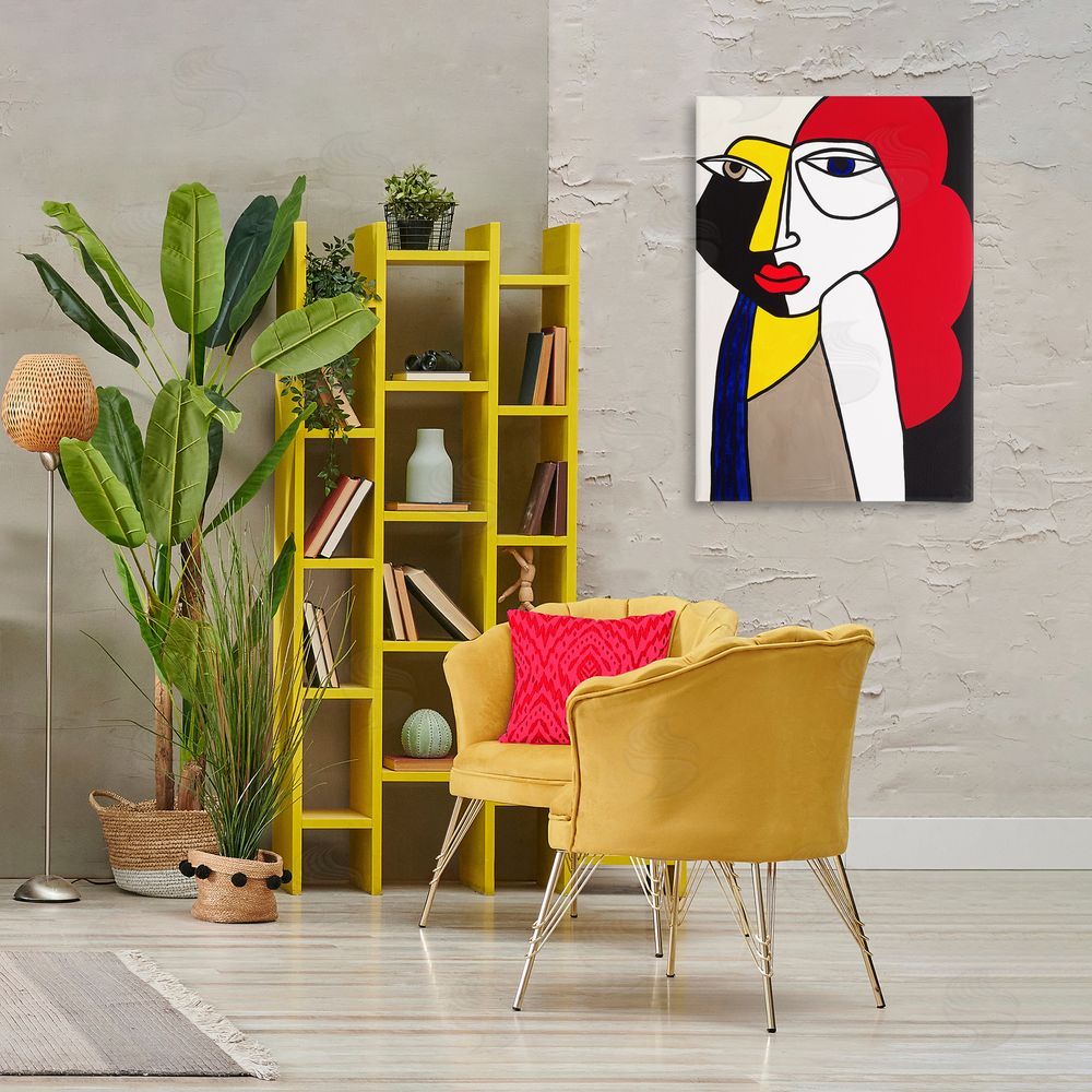 Ruth Fromstein Her Abstract Cubism Face Canvas Wall Art Print in Room
