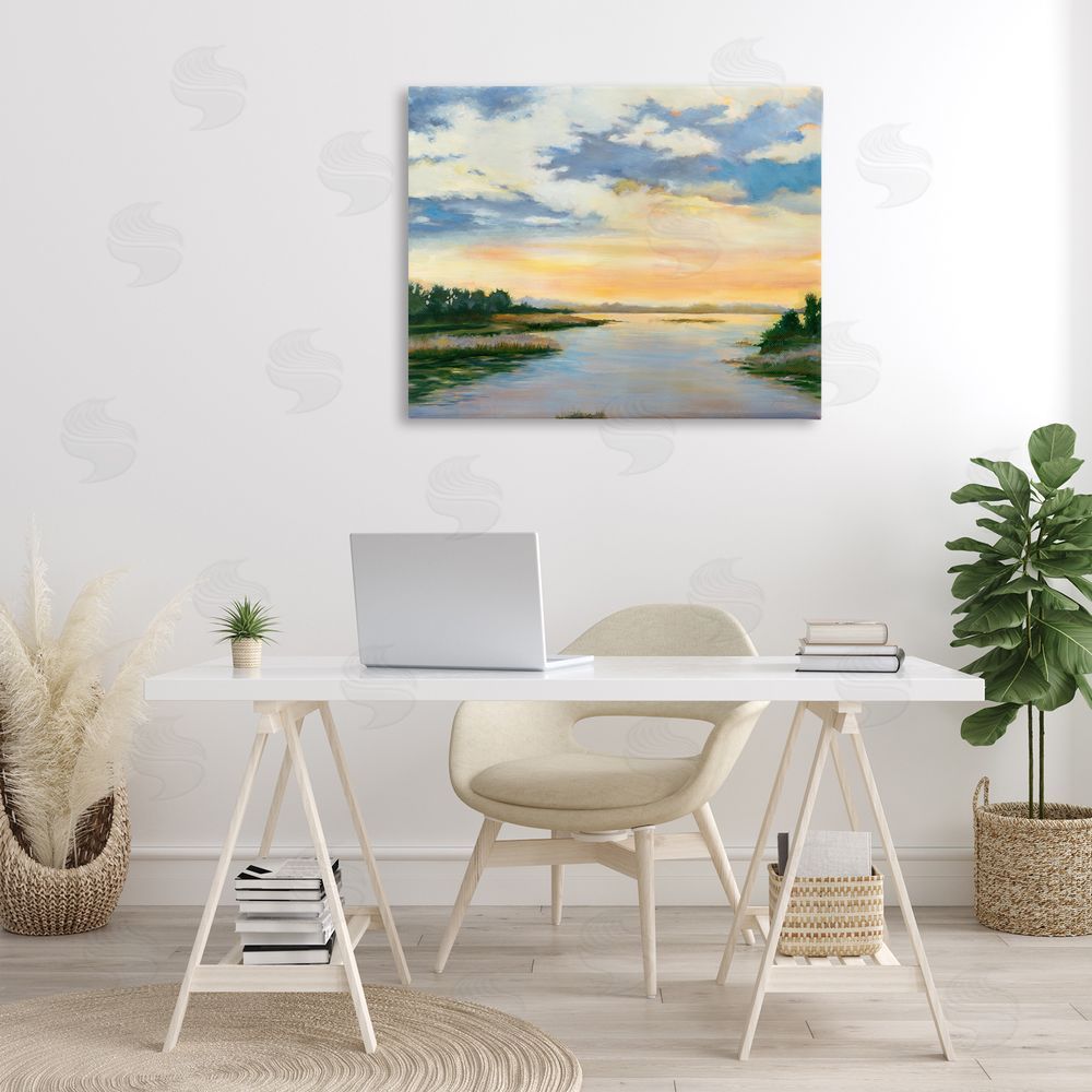 Liz Jardine Sunrise Over Shallow Water Canvas Wall Art Print in Room