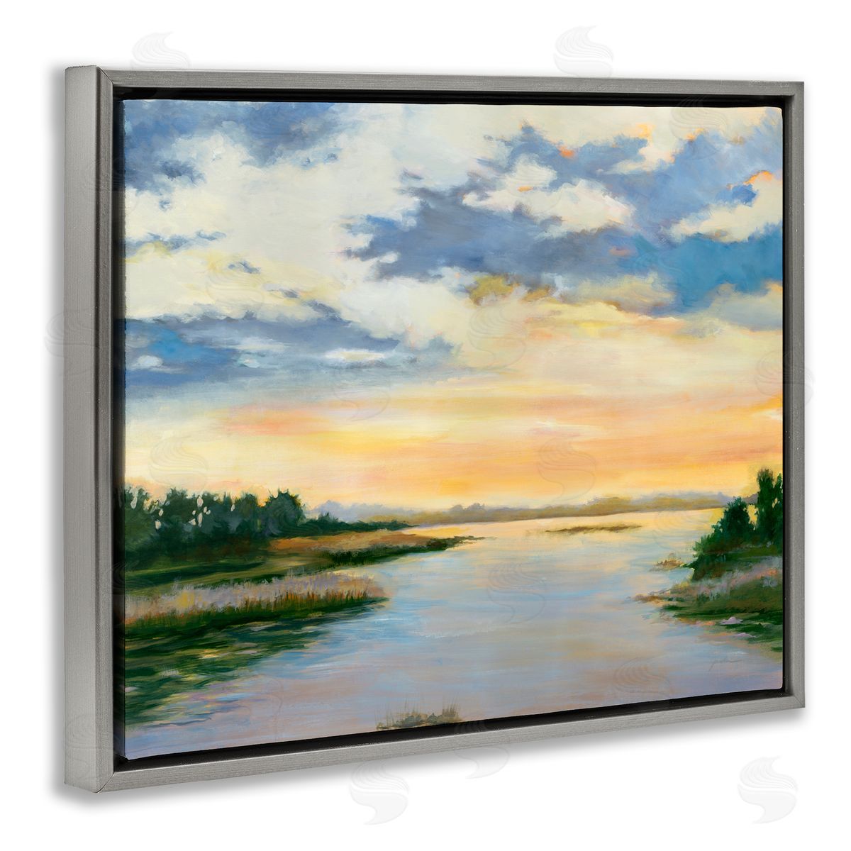 Liz Jardine Sunrise Over Shallow Water Gray Floating Frame Canvas Wall Art Print