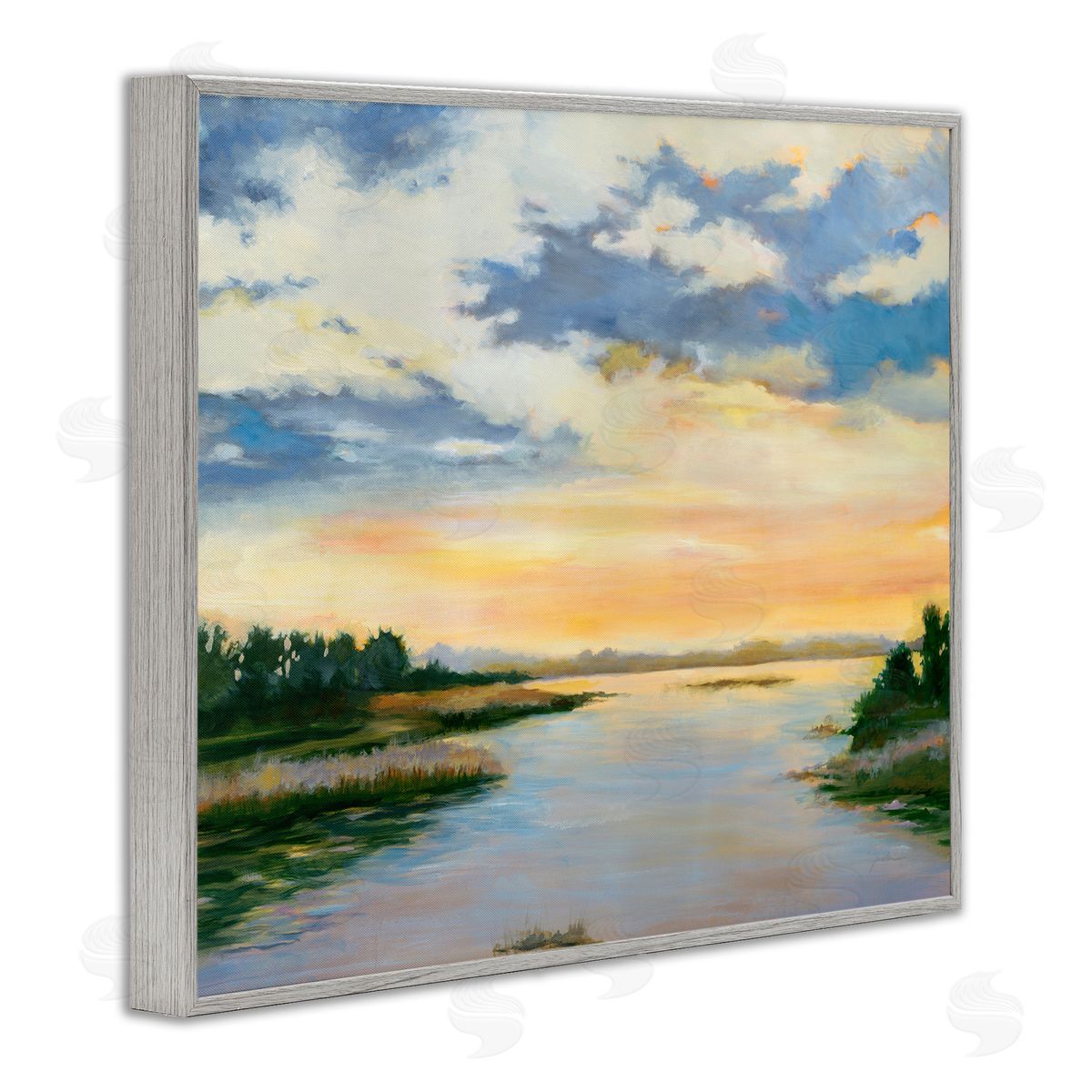 Liz Jardine Sunrise Over Shallow Water Gray Framed Giclee Wall Art Print