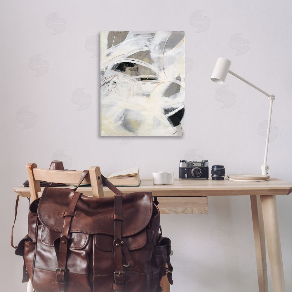 Ruth Fromstein White Abstract Expression Canvas Wall Art Print in Room