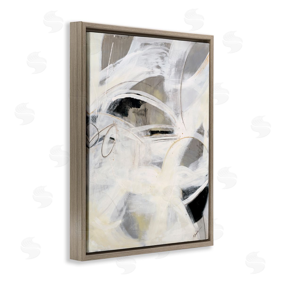 Ruth Fromstein White Abstract Expression Brown Floating Frame Canvas Wall Art Print