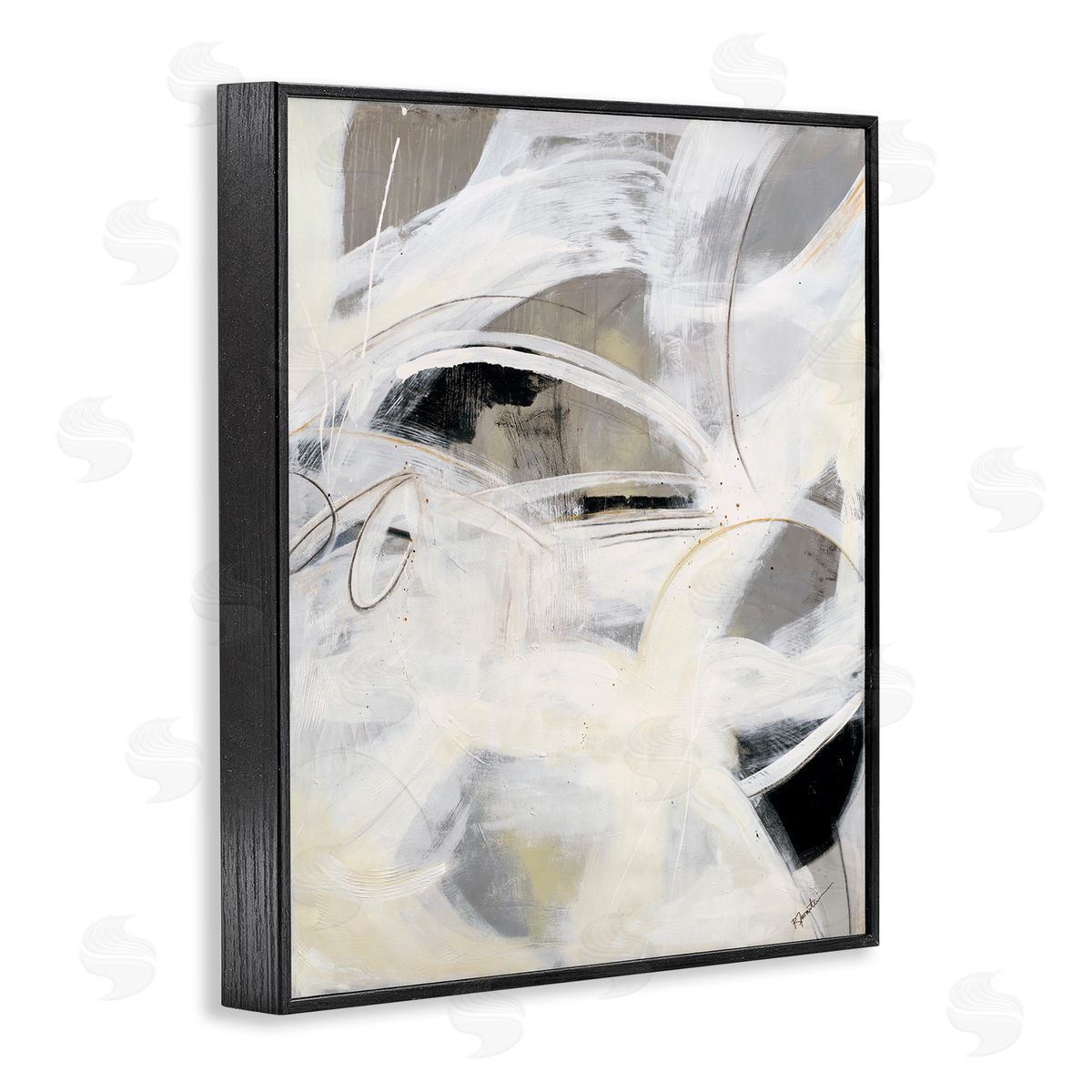 Ruth Fromstein White Abstract Expression Black Framed Giclee Wall Art Print