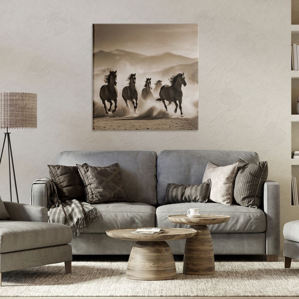 Noah Bay Trotting Mountain Stallions Canvas Wall Art Print in Room