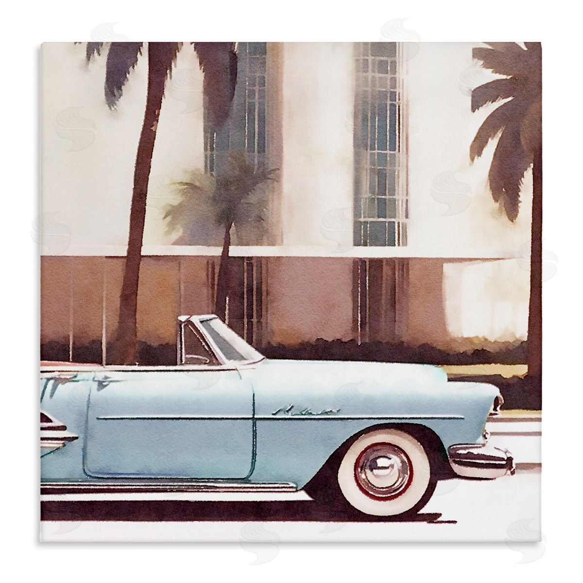 Noah Bay Tropical Scene Classic Car Canvas Wall Art Print
