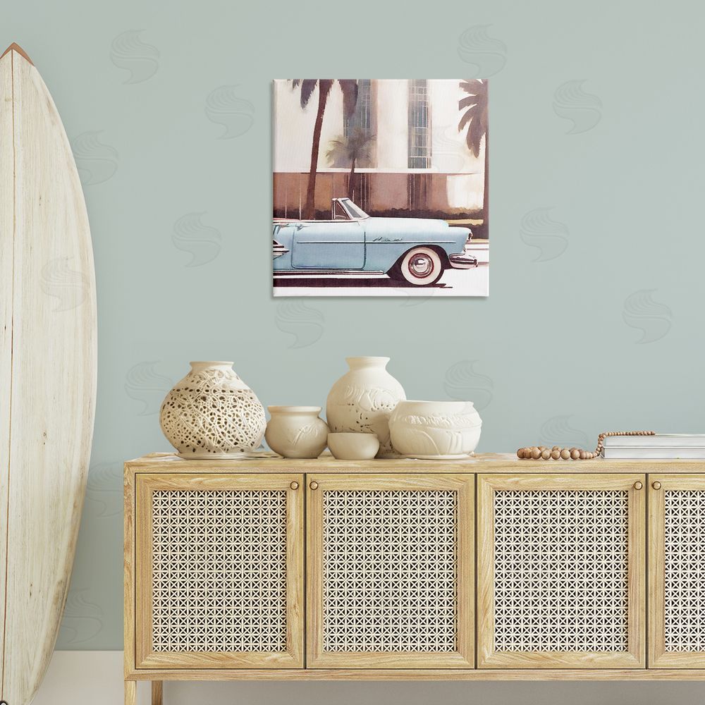 Noah Bay Tropical Scene Classic Car Canvas Wall Art Print in Room