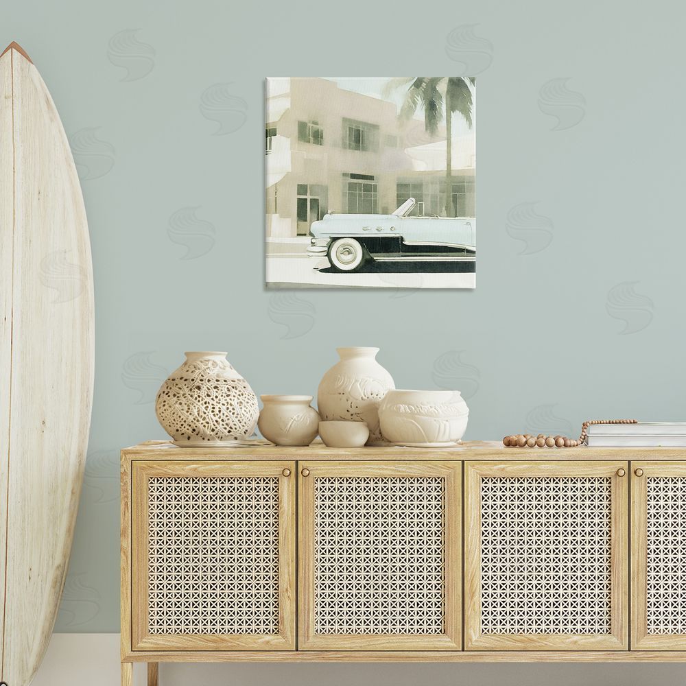 Noah Bay Miami Car & Palm Tree Canvas Wall Art Print in Room