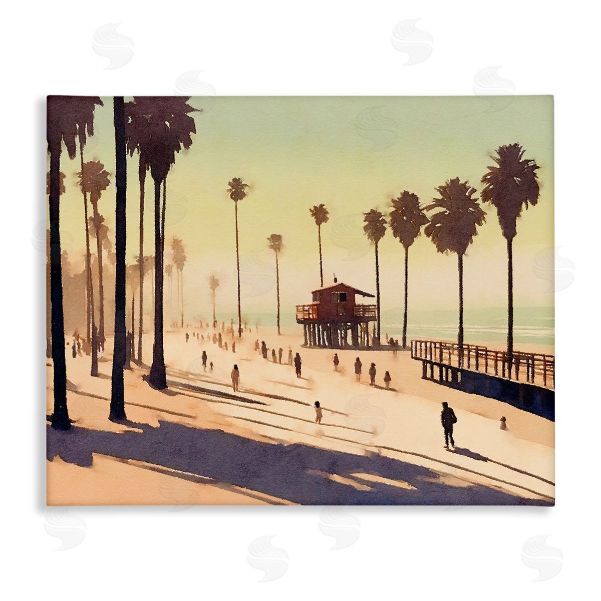 Noah Bay Silhouettes on Beach Canvas Wall Art Print