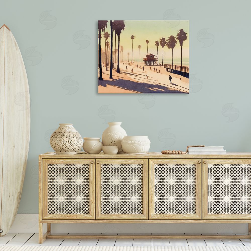 Noah Bay Silhouettes on Beach Canvas Wall Art Print in Room