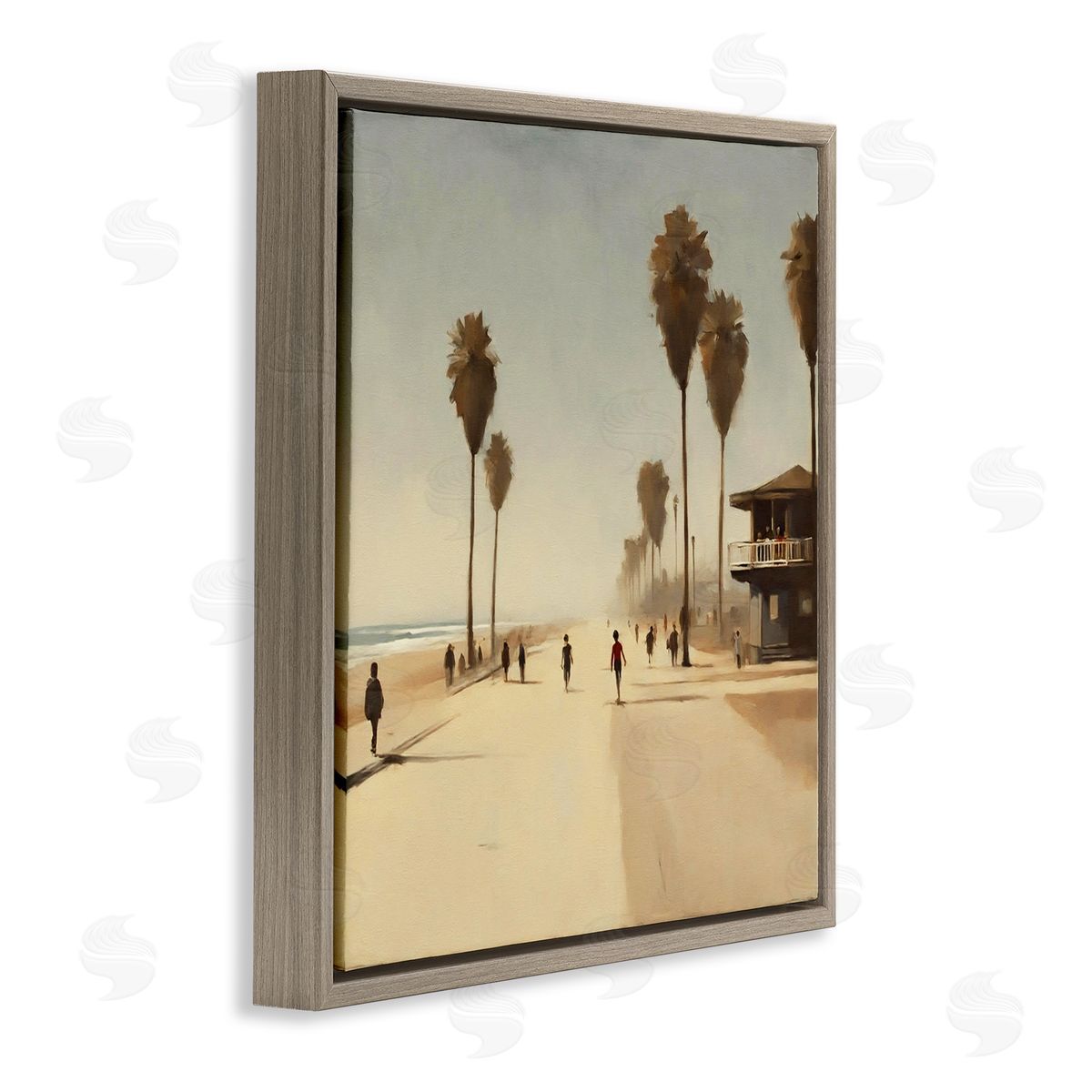 Noah Bay Tropical Beachside Track Brown Floating Frame Canvas Wall Art Print
